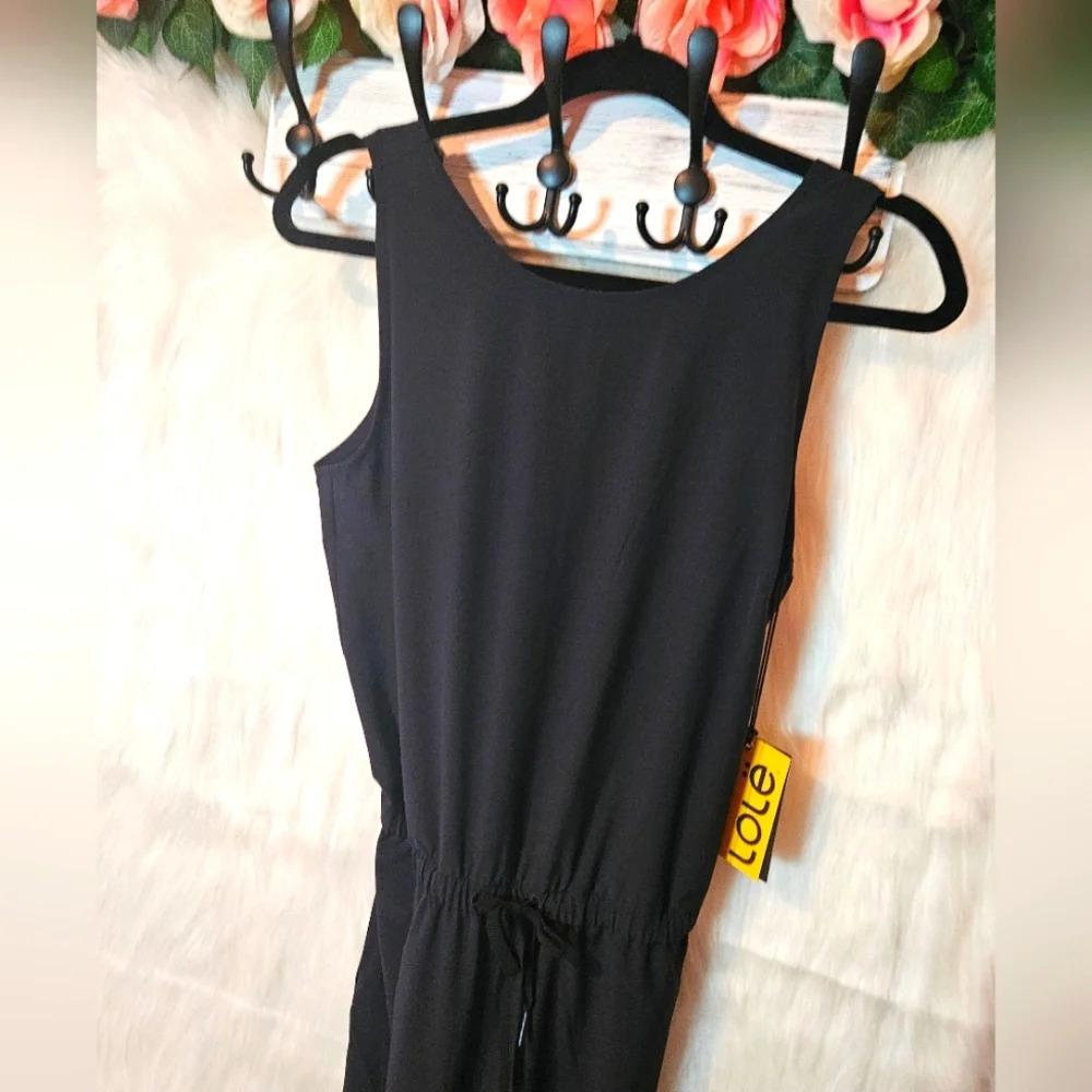 Lolë Classic Navy Tie Waist Jumpsuit - Picture 4 of 9